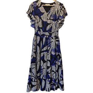 Chico's Tiered Flutter Sleeve Maxi Dress Blue Grotto 0.5/6 US